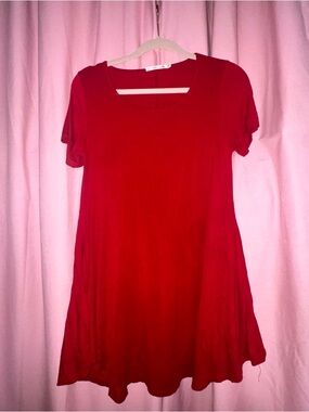 Scoop Neck Red Swing Tunic - Unknown Brand
